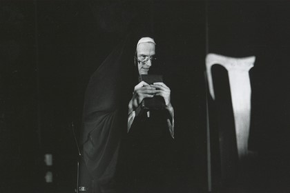 Production still for "The Chronicle of Macbeth". Bruce Naylor as a Believer. Photographer: Reimund Zunde