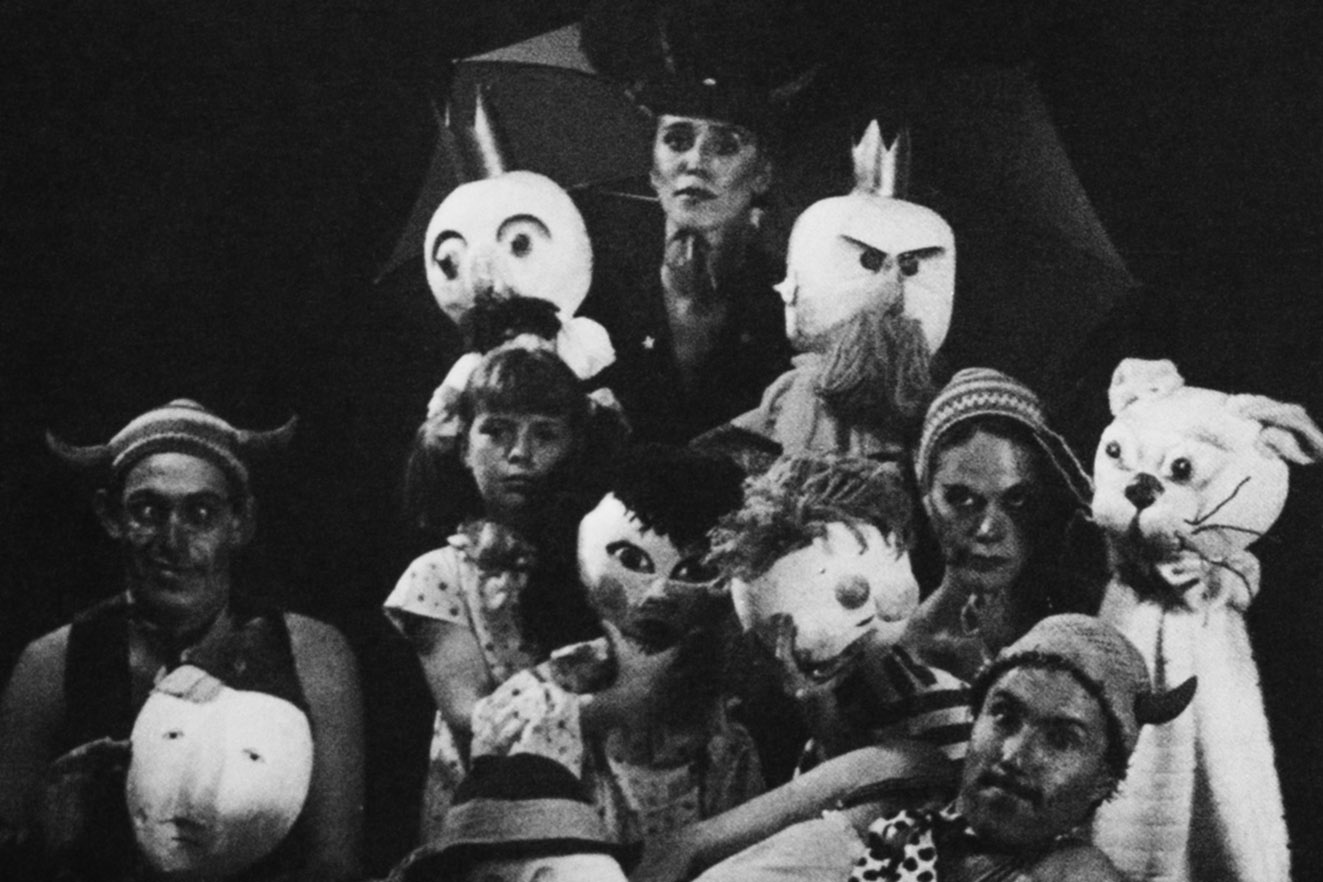 Cast photo, from the programme for "The Devil and Katya". L-R: Russell Cheek, Holly Coupland, Dacha Blahova, Claire Teisen, Iaon Gunn. Photographer: Unknown