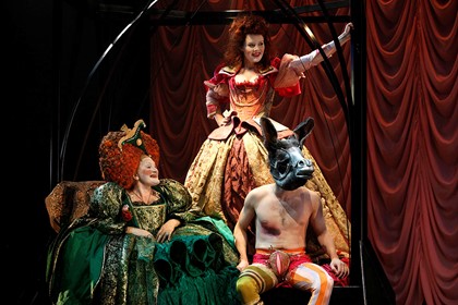 Production still for "Elizabeth, Almost by Chance a Woman". L-R: Julie Forsyth as Elizabeth, Nikki Shiels as Martha, Chris Ryan as Thomas. Photographer: Jeff Busby 