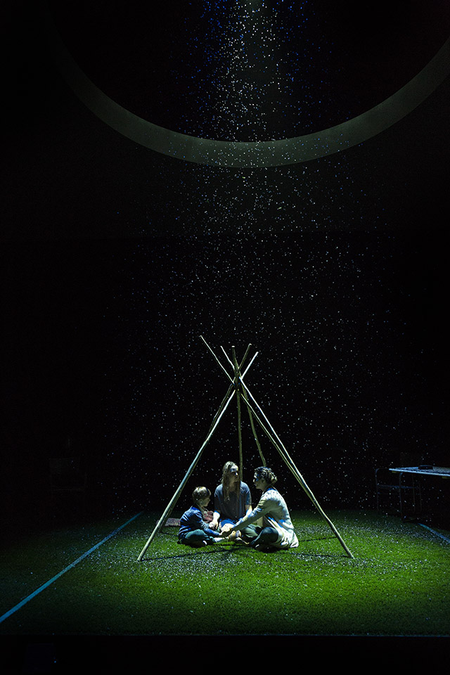 Production still for "Melancholia". L-R: Alexander Artemov, Eryn Jean Norvill, Leanna Walsman. Photographer: Pia Johnson