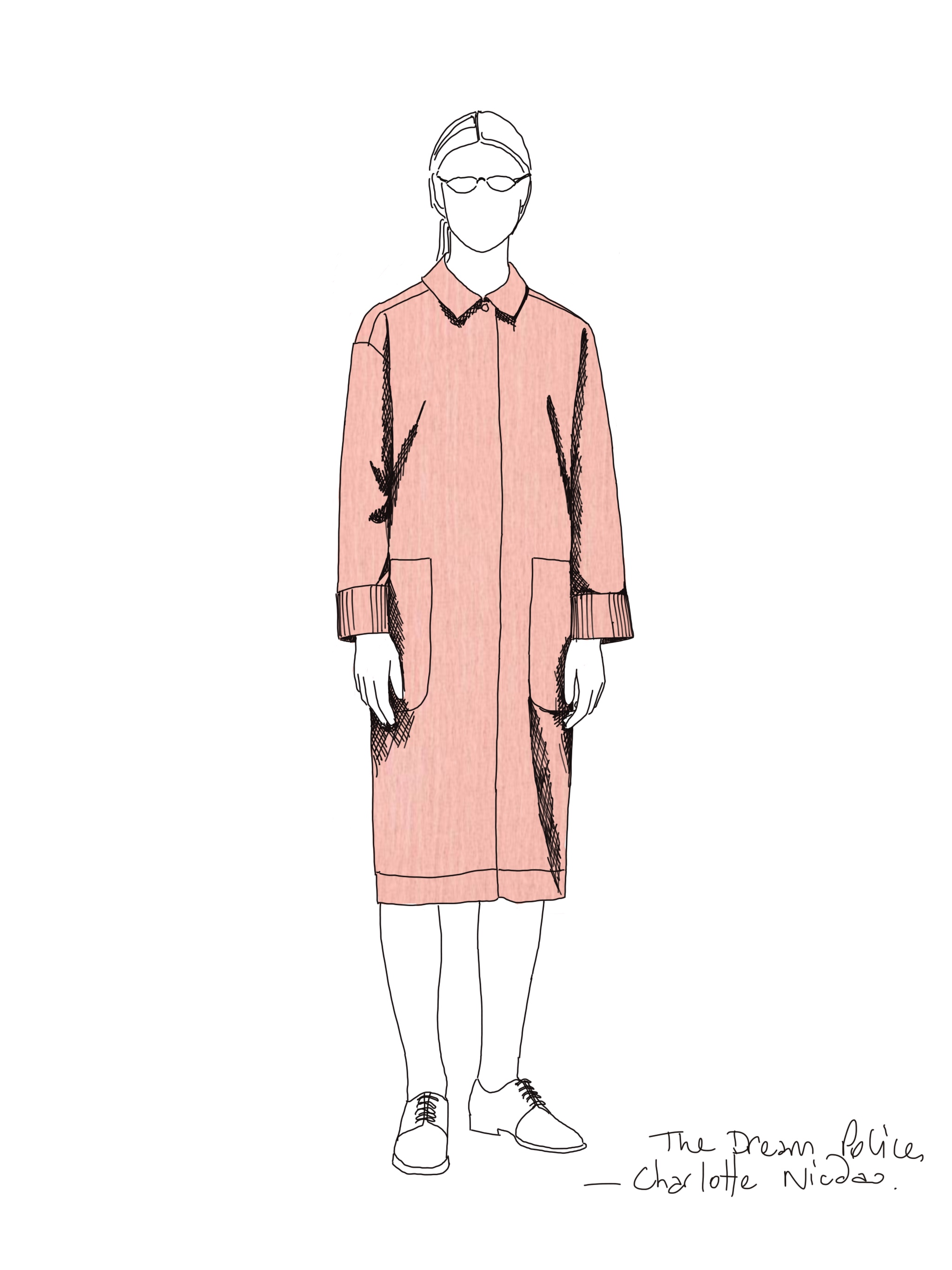 Costume design rendering 'Dream Police' (c) Marg Horwell