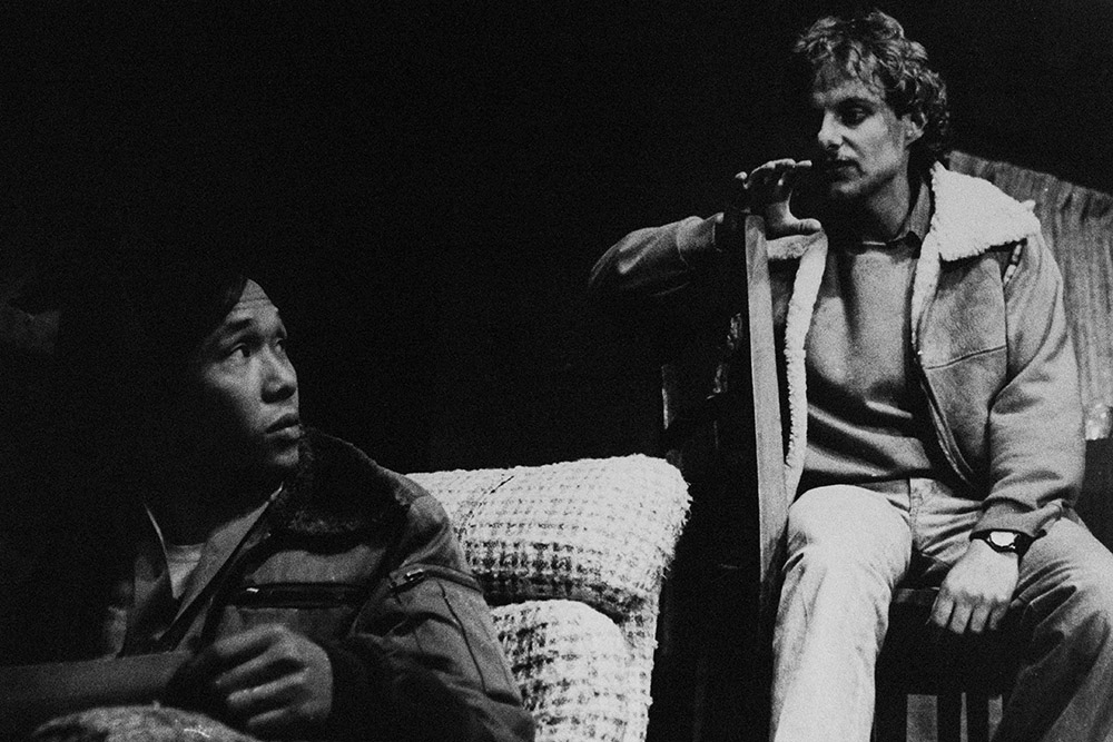 Production still for "Luck of the Draw". L-R: Tran Minh Nam as Khan, John Walker as John . Photographer: David B. Simmonds