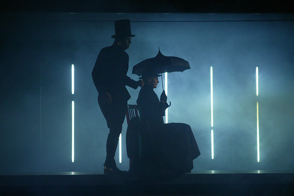 Production still for "Sleeping Beauty: This is Not a Lullaby". L-R: Ian Stenlake, Renee Geyer. Photographer: Lisa Tomasetti