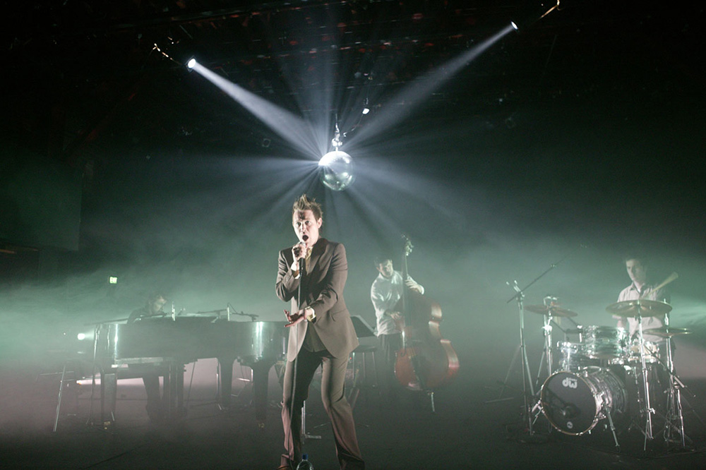 Production still for "Drink Pepsi, Bitch!". L-R: Dustin McLean, Eddie Perfect, Vincenzo Ruberto, Ben Hendry. Photographer: Jeff Busby