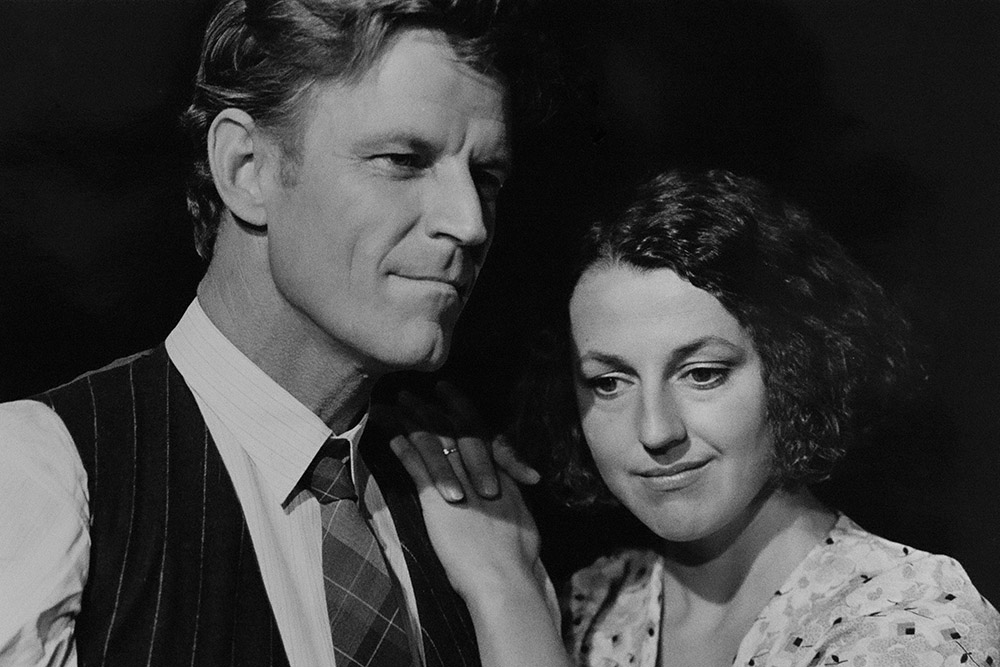 Production still for "Upside Down at the Bottom of the World". L-R: Peter Paulsen as Jack, Kirsty Child as Victoria. Photographer: Jeff Busby