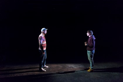 Production still for "Ugly Mugs". L-R: Steve Le Marquand, Harry Borland. Photographer: Pia Johnson
