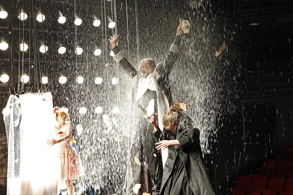 Production still for "The Histrionic". L-R: Katherine Tonkin as Erna, Bille Brown as Bruscon, Edwina Wren as Sarah. Photographer: Jeff Busby