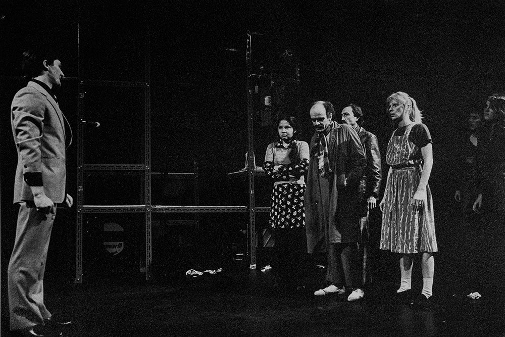 Production still for "Xenophobia". Phil Sumner (third from left). Photographer: Unknown