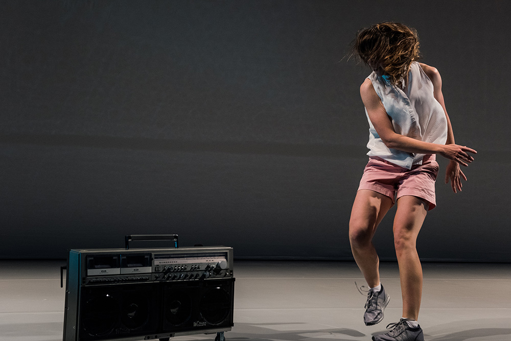 Production still for "Piece for Person and Ghetto Blaster". Nicola Gunn. Photographer: Gregory Lorenzutti