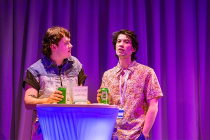 Production still for the 2023 season of 'Telethon Kid.' In photo: William Rees and Max Brown. Photographer: Tamarah Scott