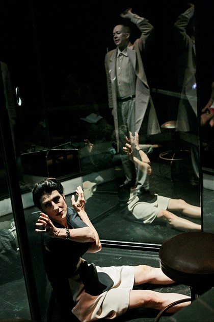 Production still for "Black". L-R: Moira Finucane, James Wardlaw. Photographer: Jeff Busby
