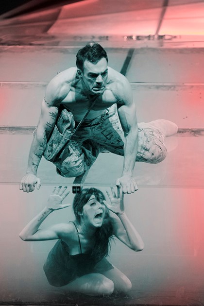Production still for "Woyzeck". Socratis Otto (top), Bojana Novakovic. Photographer: Jeff Busby