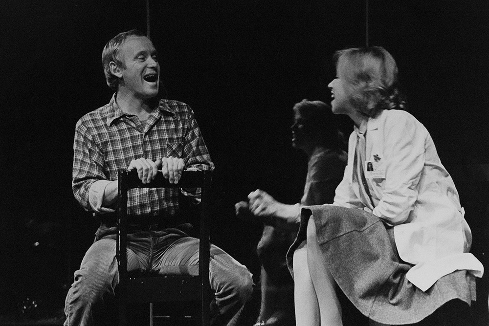 Production still for "Wings". L-R: Ron Challinor as Billy, Judith McGrath as Amy. Photographer: Jeff Busby
