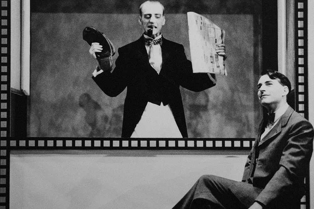 Production still for "Cafe Fledermaus". L-R: Russell Garbutt, Brendan Higgins. Photographer: David B. Simmonds