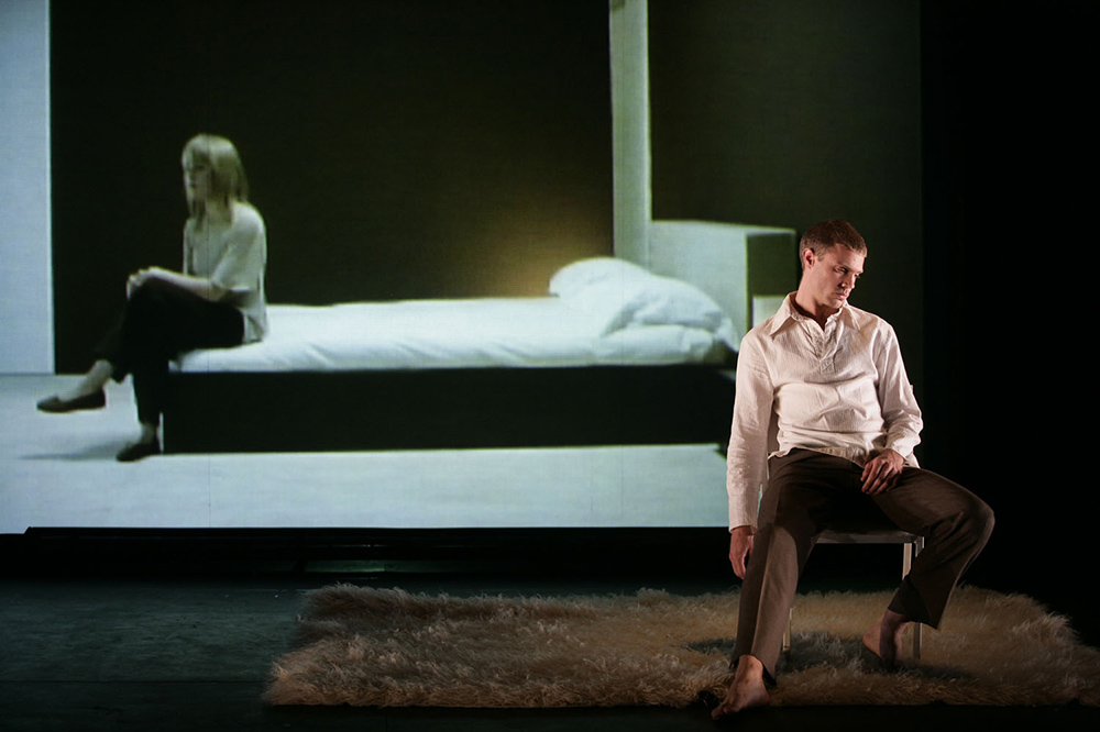 Production still for "Reservoir of Giving II". L-R: Kirstie McKracken, Kyle Kremerskothen. Photographer: Jeff Busby