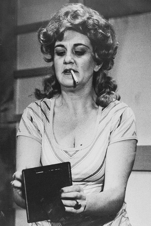 Production still from "Farewell Brisbane Ladies". Maggie Kirkpatrick as Winnie Madigan. Photographer: David Wilson