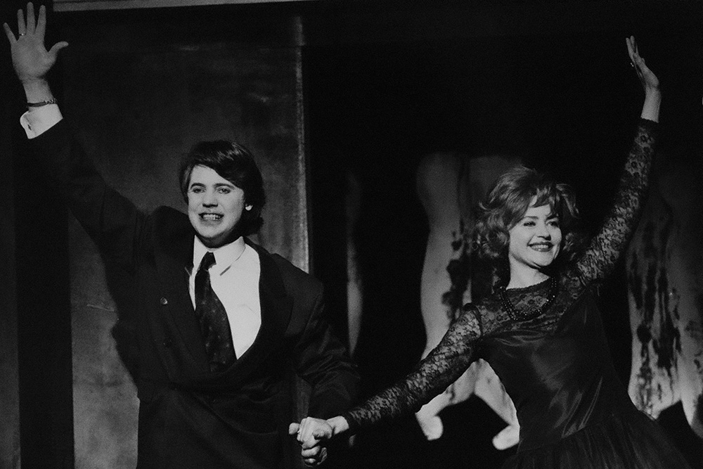 Production still for "The Temple". L-R: Mark Little as Laurie Blake, Genevieve Picot as Brenda Blake. Photographer: Jeff Busby