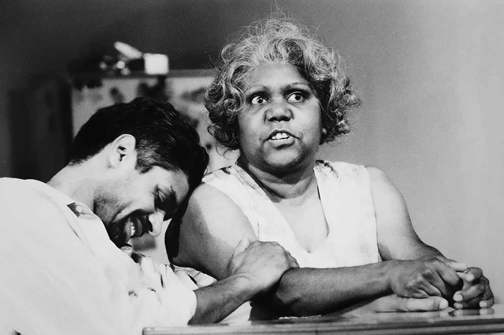 Production still for "Up the Road". L-R: John Moore as Ian Sampson, Lillian Crombie as Aunt Sissy. Photographer: Jeff Busby