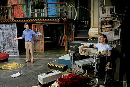 Production still for "A Commercial Farce". L-R: Peter Houghton, Luke Ryan. Photographer: Jeff Busby