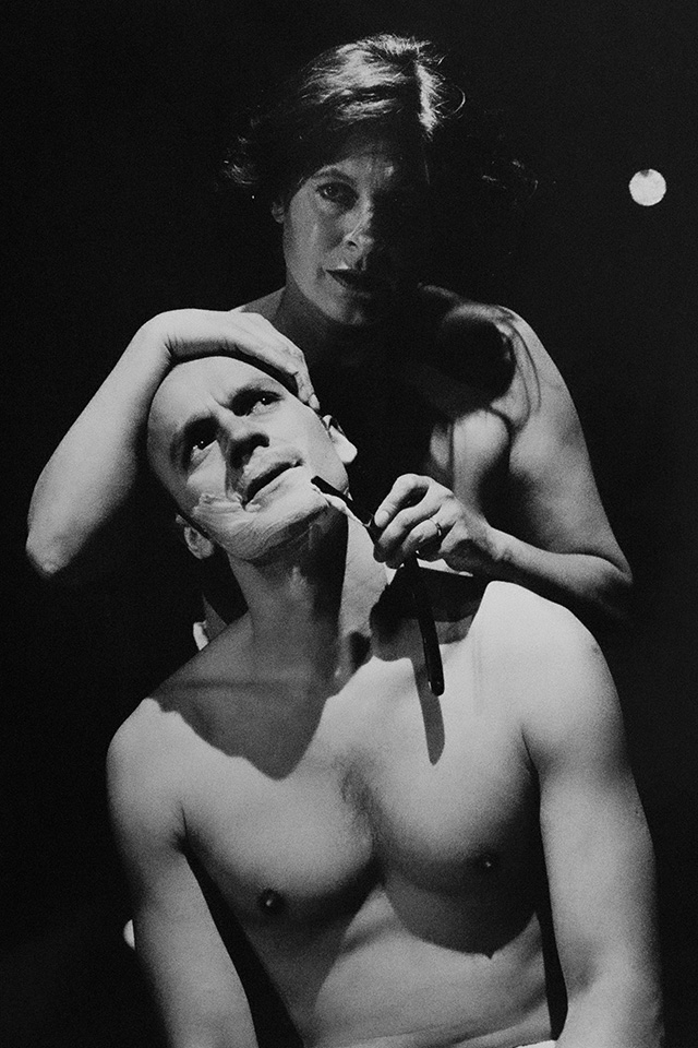 Production still for "The Glass Mermaid". L-R: Dino Marnika as Janko, Cathy Downes as Sara. Photographer: Jeff Busby