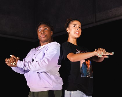 Production still for the 2023 Season of 'seven methods of killing kylie jenner". In photo: Chika Ikogwe and Iolanthe. Photographer: Wani Toa
