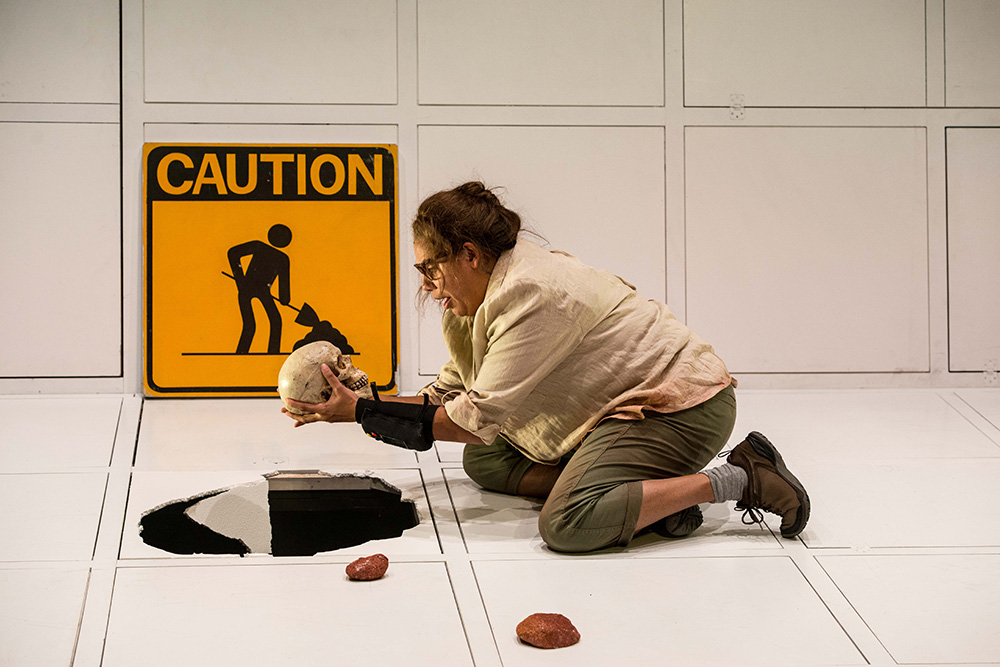 Production still for "Blackie Blackie Brown: The Traditional Owner of Death". Dalara Williams. Photographer: Phoebe Powell