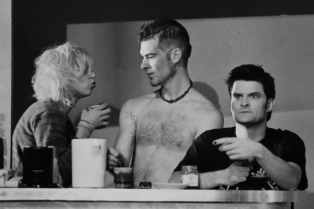 Production still for "Public Dancing". L-R: Miria Kostiuk as Coral, James Brennan as Sebastian, James Saunders as Damon. Photographer: Rachelle Roberts