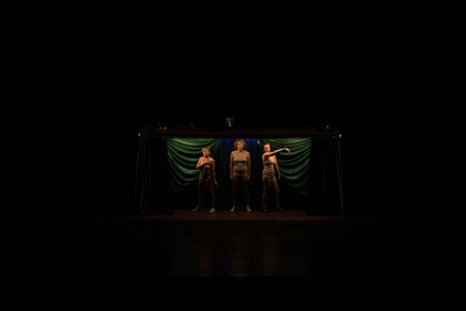 Production still for New York season of "Wild Bore". L-R: Adrienne Truscott, Ursula Martinez, Zoe Coombs Marr. Photographer: Unknown