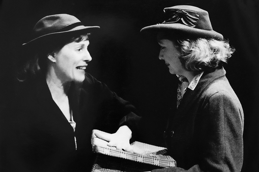 Production still for "Good Works". L-R: Helen Morse, Vanessa Downing. Photographer: David Wilson