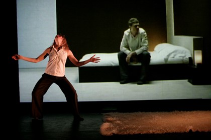 Production still for "Reservoir of Giving I". L-R: Kirstie McKracken, Kyle Kremerskothen. Photographer: Jeff Busby